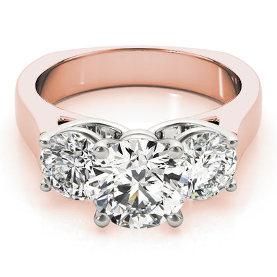 18K Rose Gold 1 ct Diamond Three-Stone Engagement Ring