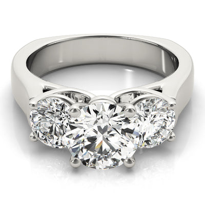 1 CT Round Diamond Three Stone Engagement Ring