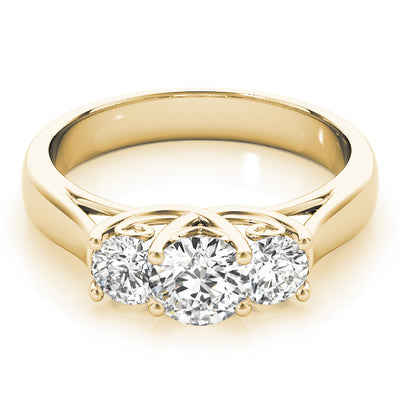 18K Yellow Gold 1 ct Diamond Three-Stone Engagement Ring