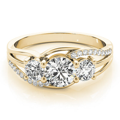 14K Yellow Gold Round Diamond Engagement Ring