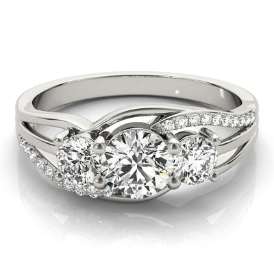 Round Diamond Three Stone Engagement Ring