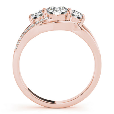 14K Rose Gold Diamond Engagement Ring | 3-Stone Design