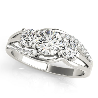 Round Diamond Three Stone Engagement Ring