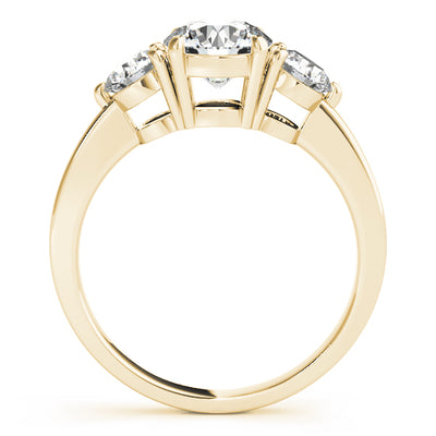 14K Yellow Gold Round Diamond Three-Stone Ring