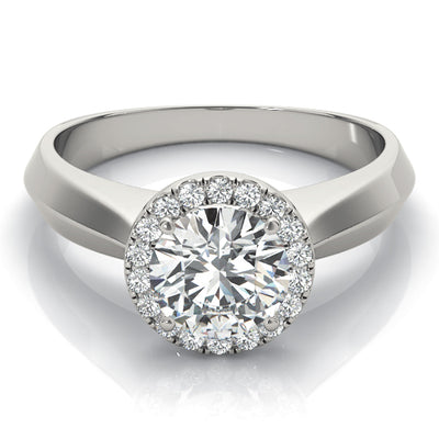 1 CT Round Diamond Halo Engagement Ring