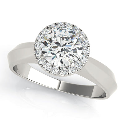 1 CT Round Diamond Halo Engagement Ring