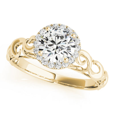 14K Yellow Gold 1 CT Diamond Halo Engagement Ring