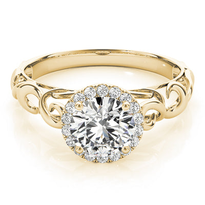14K Yellow Gold 1 CT Diamond Halo Engagement Ring