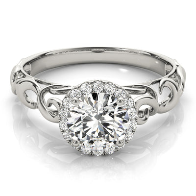 1 CT Round Diamond Halo Engagement Ring