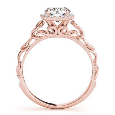 14K Rose Gold Round Diamond Halo Engagement Ring