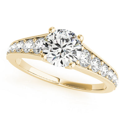 14K Yellow Gold 1 CT Round Diamond Engagement Ring