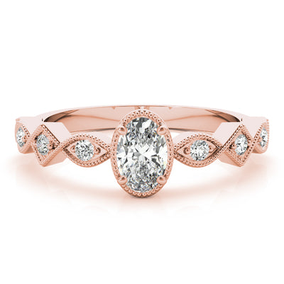 14K Rose Gold 0.5 CT Oval Diamond Engagement Ring