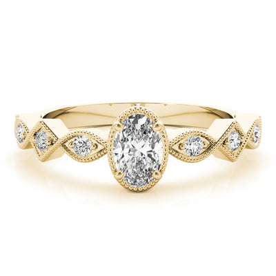 14K Yellow Gold Oval Diamond Engagement Ring