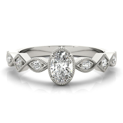 Oval Diamond Single Row Engagement Ring