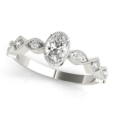 Oval Diamond Single Row Engagement Ring
