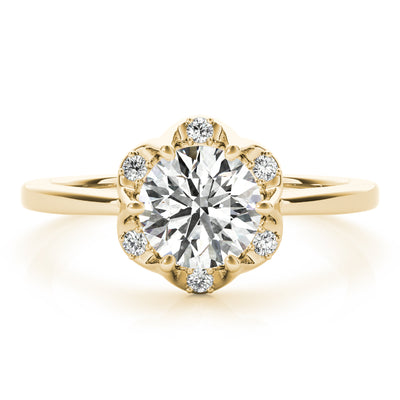 18K Yellow Gold 1 CT Diamond Halo Engagement Ring