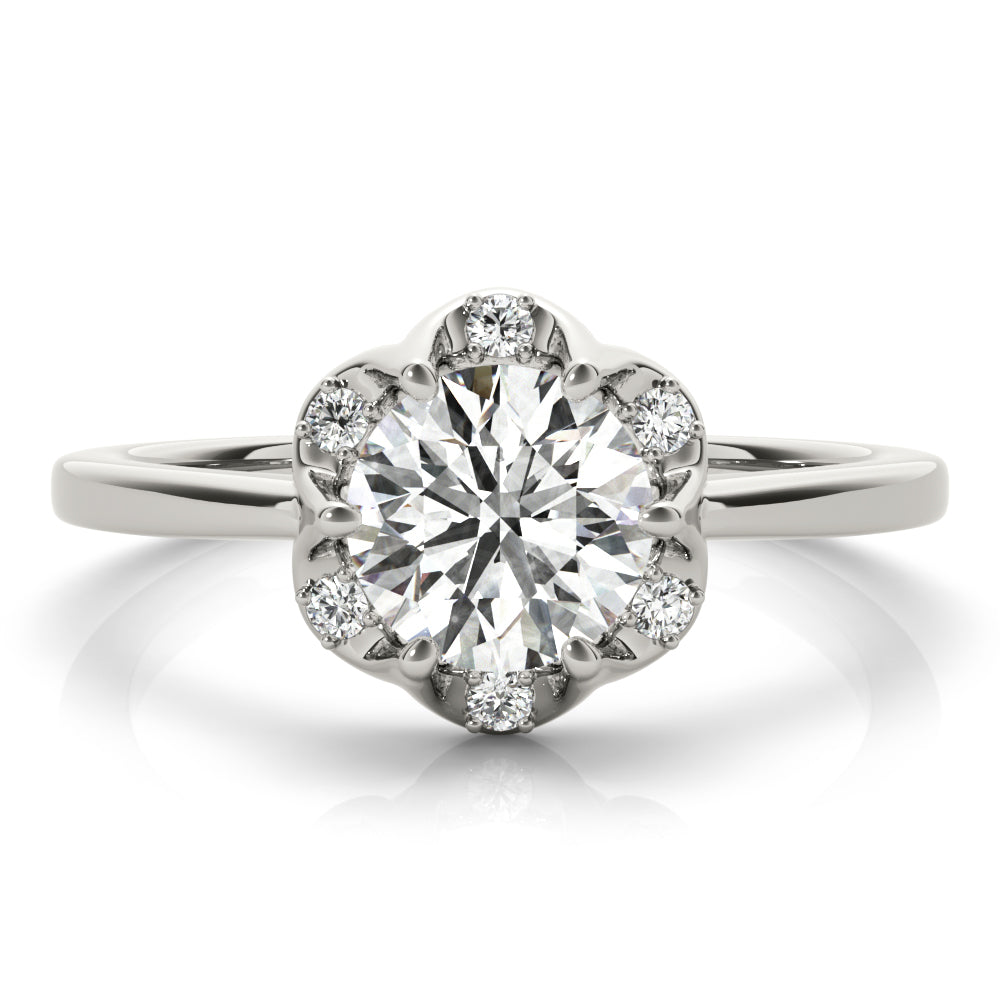 1 CT Round Diamond Halo Engagement Ring
