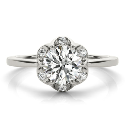 1 CT Round Diamond Halo Engagement Ring
