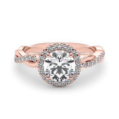 14K Rose Gold 1 CT Diamond Halo Engagement Ring