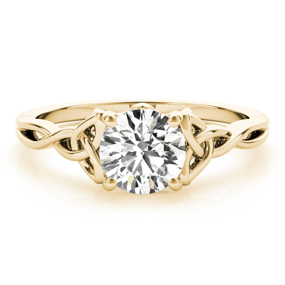 14K Yellow Gold 1/2 CT Round Diamond Engagement Ring
