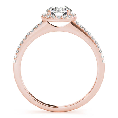 14K Rose Gold Diamond Halo Engagement Ring 0.5 ct