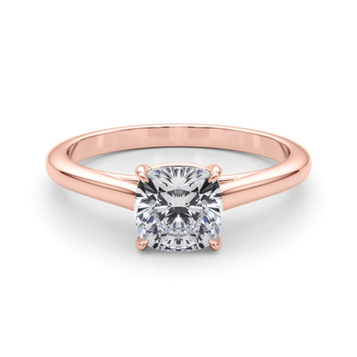 14K Rose Gold Cushion Diamond Solitaire Ring