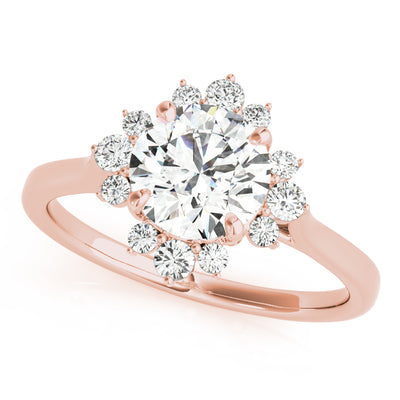 14K Rose Gold 1 CT Diamond Halo Engagement Ring
