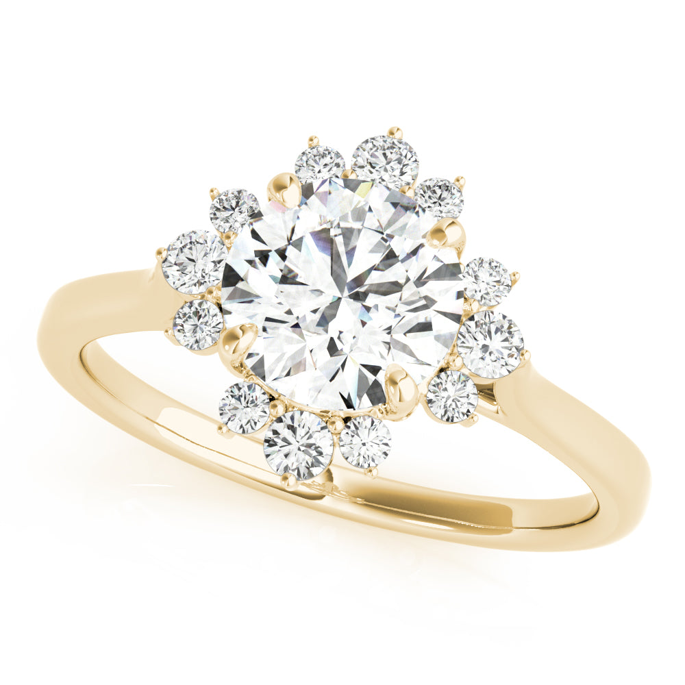 18K Yellow Gold 1 CT Diamond Halo Engagement Ring