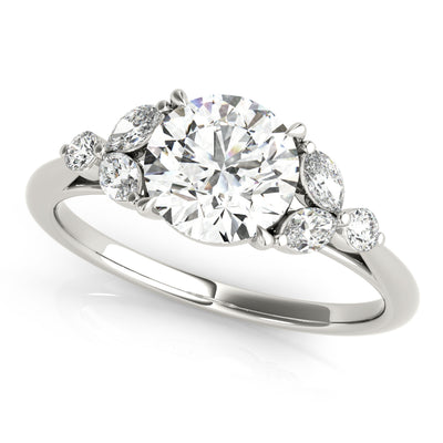 Round Diamond Engagement Ring with Marquise Accents