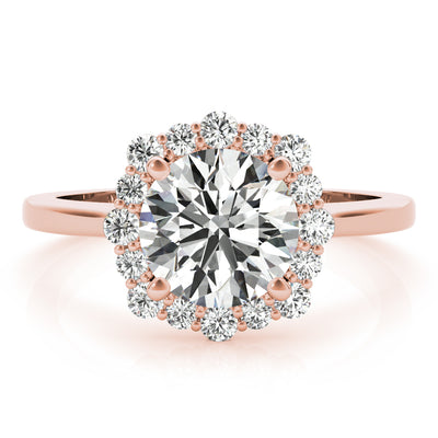 14K Rose Gold 1 CT Diamond Halo Engagement Ring
