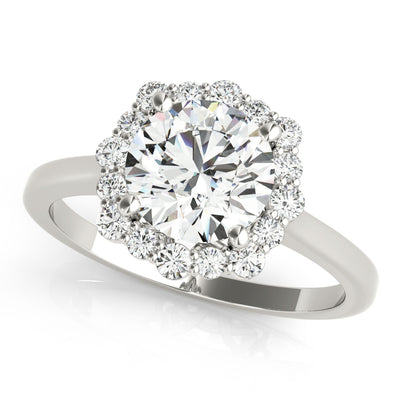 Round Diamond Halo Engagement Ring