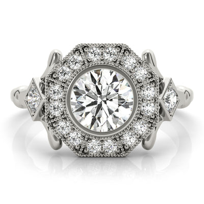 Premium Round Diamond Halo Engagement Ring
