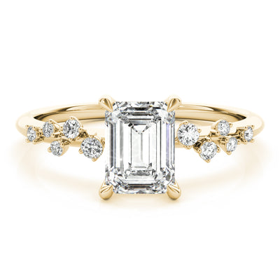 14K Yellow Gold Emerald Diamond Engagement Ring