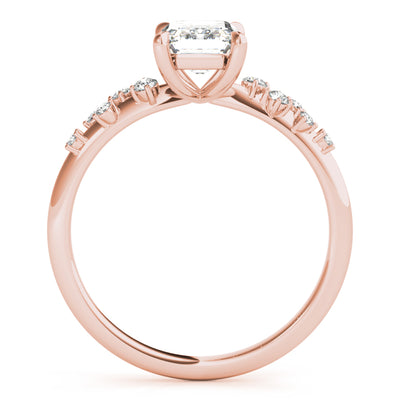 14K Rose Gold Emerald Diamond Fashion Ring