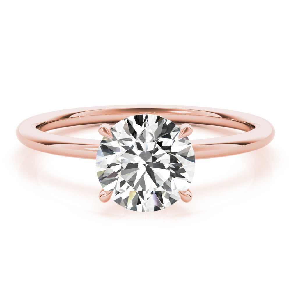 14K Rose Gold Round Diamond Halo Engagement Ring