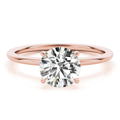 14K Rose Gold Round Diamond Halo Engagement Ring