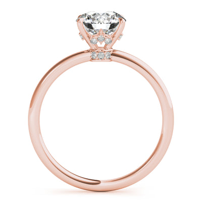 14K Rose Gold Round Diamond Halo Engagement Ring