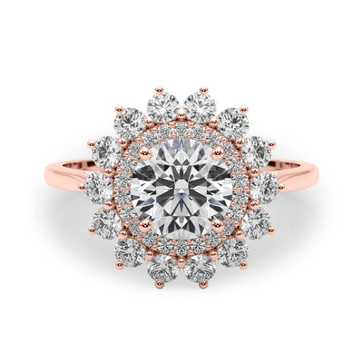 14K Rose Gold 1 ct Diamond Halo Engagement Ring