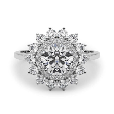 Round Diamond Halo Engagement Ring in Premium Setting
