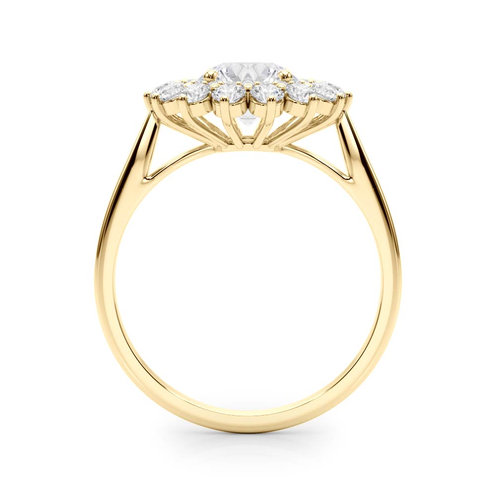 14K Yellow Gold Round Diamond Halo Engagement Ring