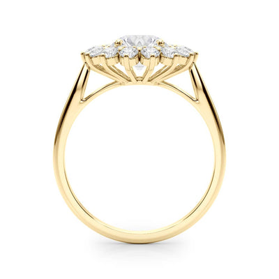14K Yellow Gold Round Diamond Halo Engagement Ring