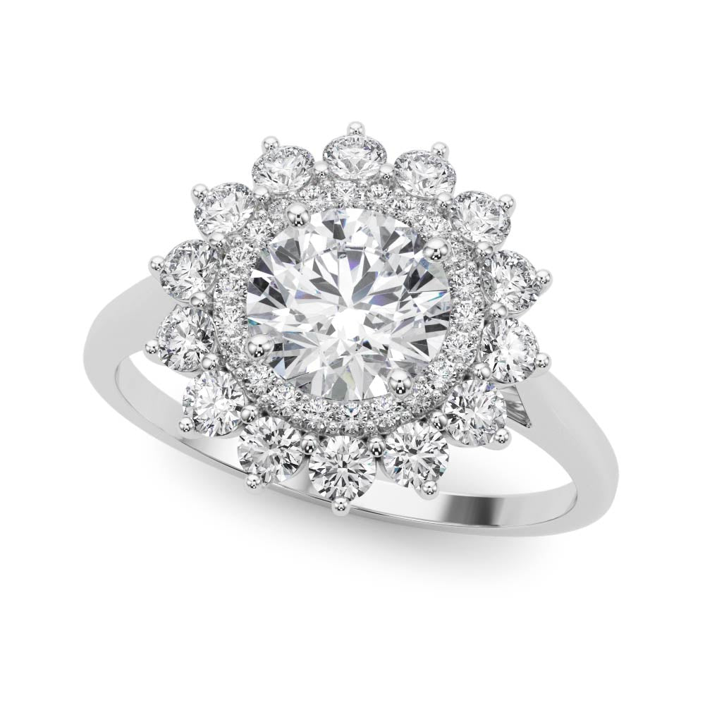 Round Diamond Halo Engagement Ring in Premium Setting