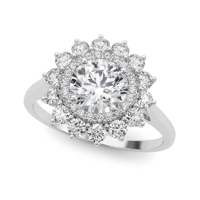 Round Diamond Halo Engagement Ring in Premium Setting