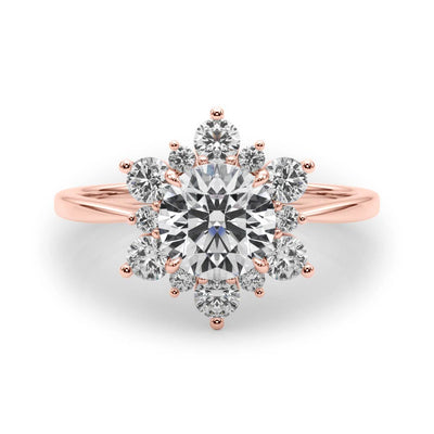18K Rose Gold 1.5 ctw Round Diamond Halo Ring