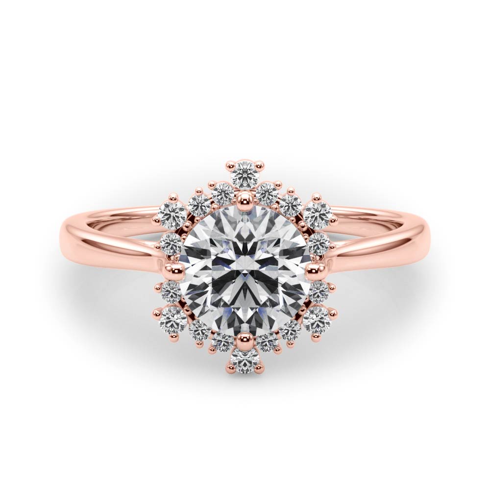 18K Rose Gold 1 CT Diamond Halo Engagement Ring