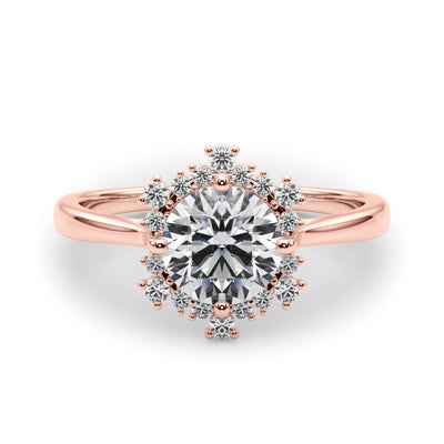 18K Rose Gold 1 CT Diamond Halo Engagement Ring