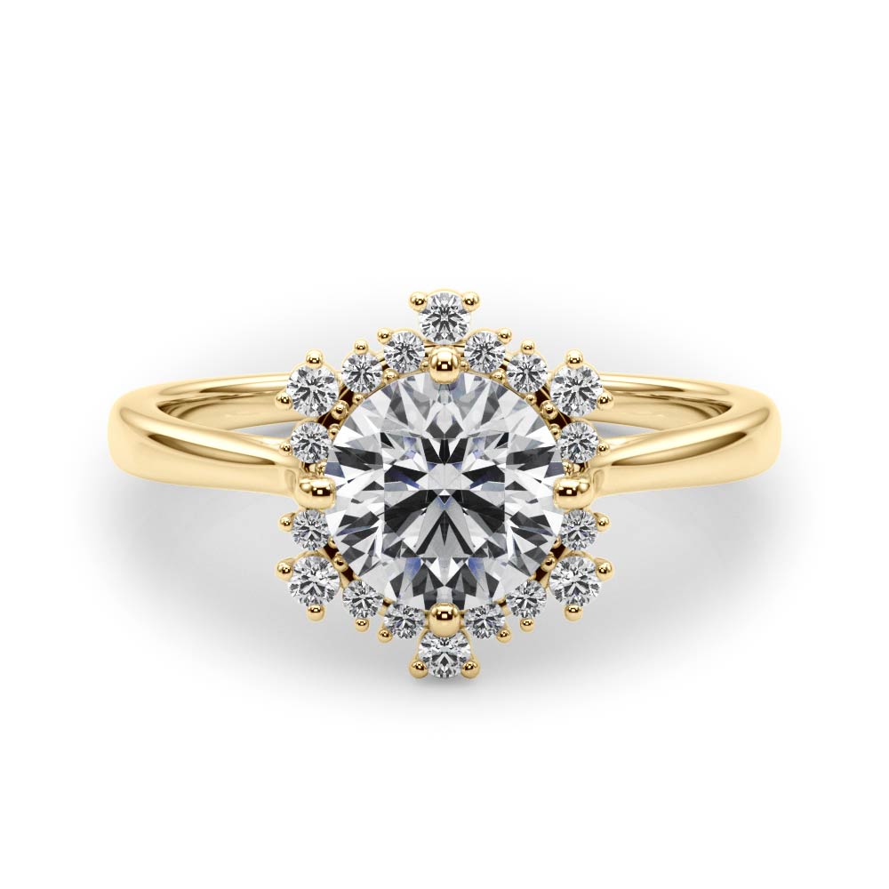 14K Yellow Gold 1 CT Diamond Halo Engagement Ring