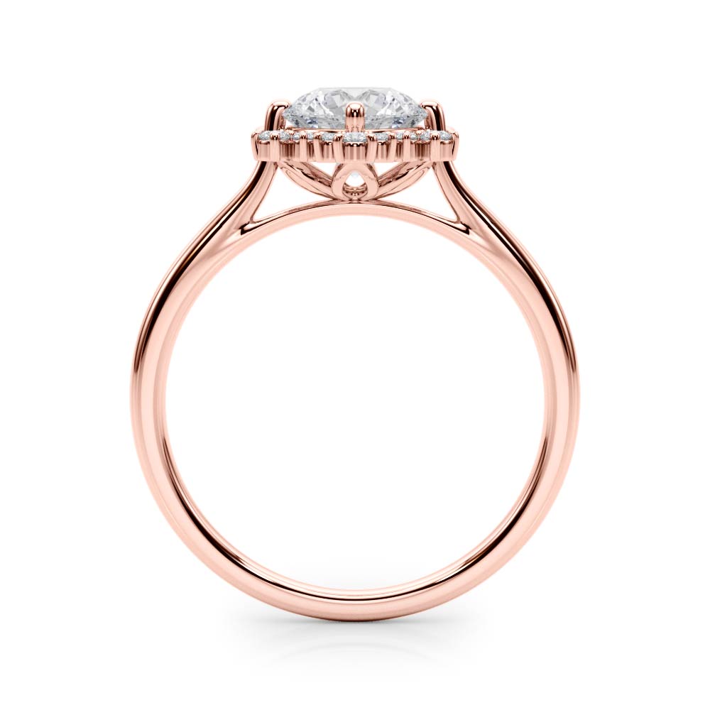 18K Rose Gold 1 CT Diamond Halo Engagement Ring