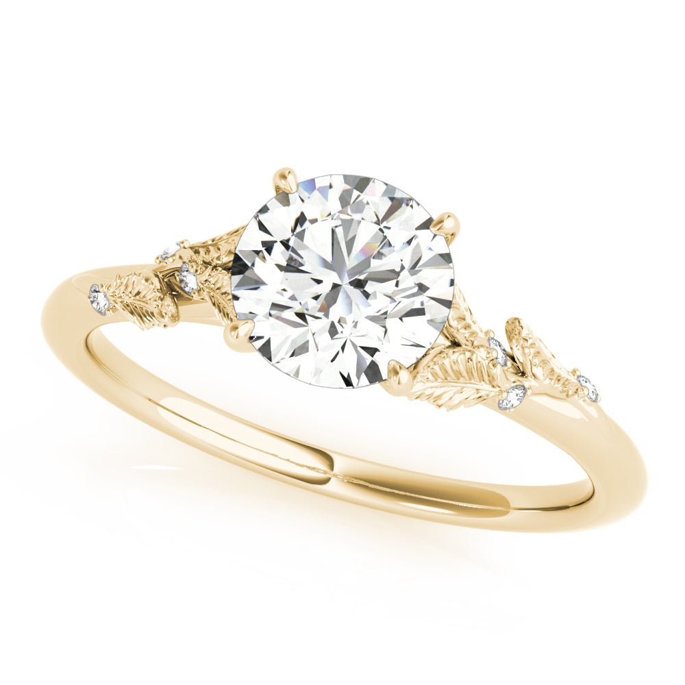 14K Yellow Gold 1 CT Round Diamond Engagement Ring