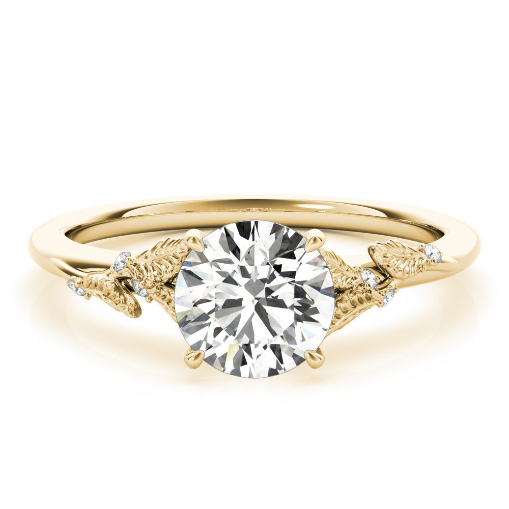 14K Yellow Gold 1 CT Round Diamond Engagement Ring